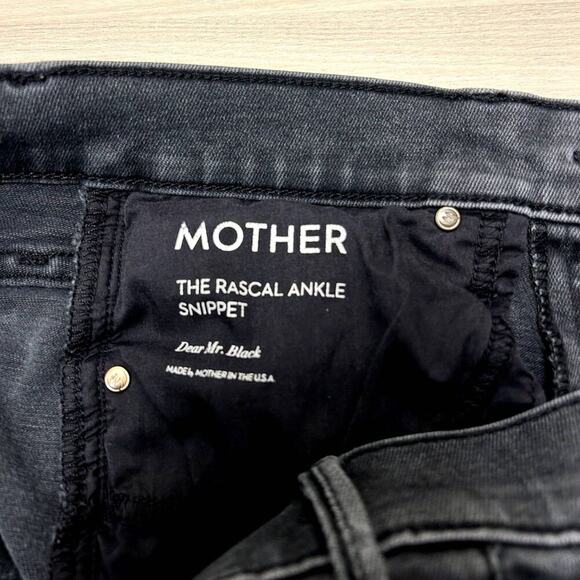 GUC Mother The Rascal Ankle Snippet Jeans 27 Dear Mr. Black Cropped Slim Raw Hem - Picture 11 of 15